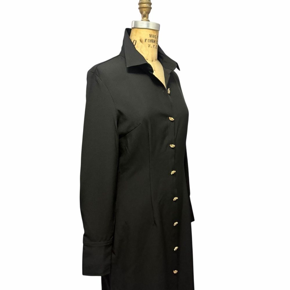 Commense Black Dress With Gold Knot Buttons Size M - Picture 3 of 10